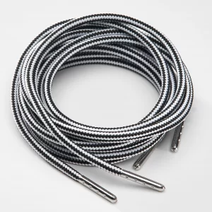 tieme-up Round shoelaces black-white with stripes