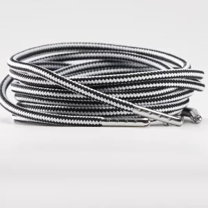 tieme-up Round shoelaces black-white with stripes