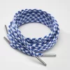 tieme-up Round shoelaces blue with pattern