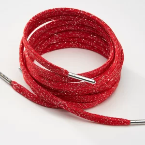 tieme-up Flat shoelaces red with metallic effect