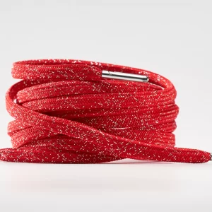 tieme-up Flat shoelaces red with metallic effect
