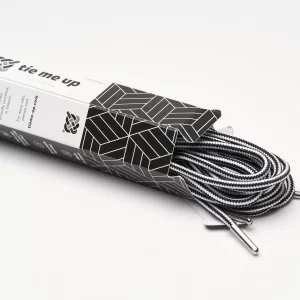 tieme-up Round shoelaces black-white with stripes