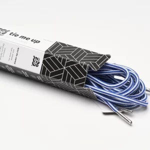tieme-up Round shoelaces blue-white with stripes