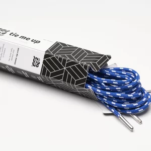 tieme-up Round shoelaces blue with dots