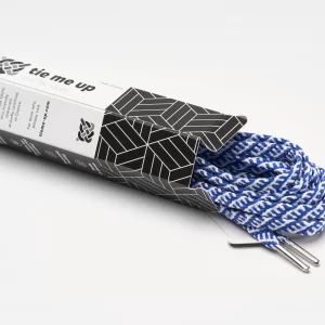 tieme-up Flat shoelaces blue with pattern